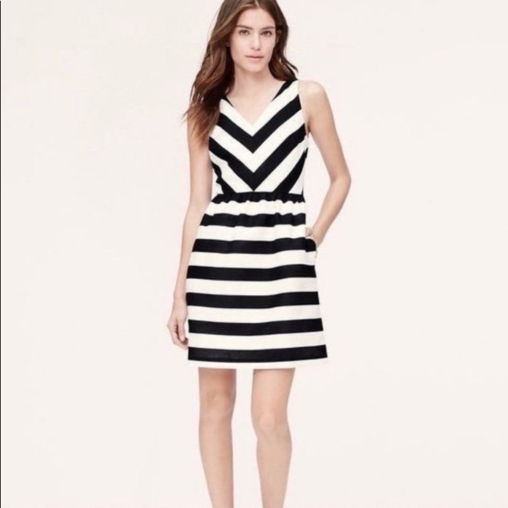 LOFT black and white striped dress